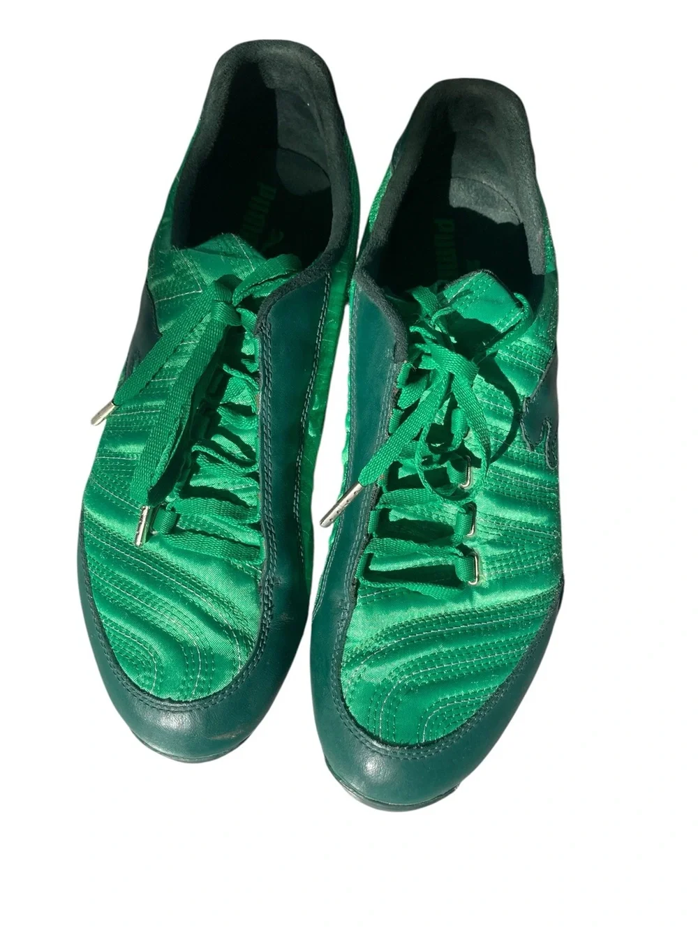 Puma Tekkies Green Low Profile Sneakers Size 8 Leather Soccer Style - Picture 4 of 9